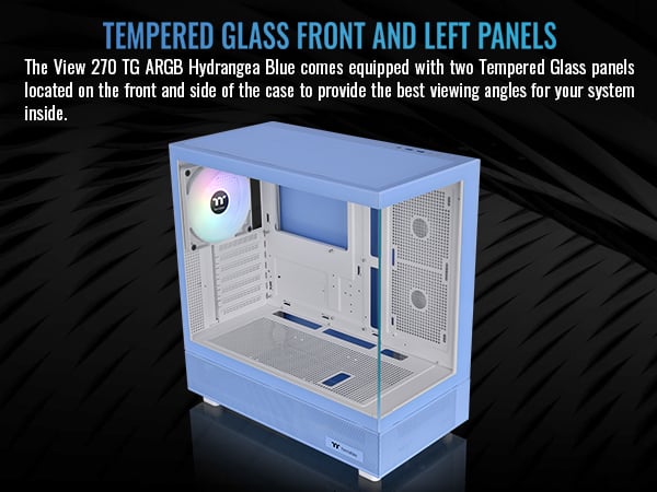 Thermaltake View 270 TG ARGB Hydrangea Blue Mid Tower E-ATX Case Support;  Preinstalled 1 x CT140 ARGB Fan; 360MM Radiator Support with Temper Glass  on 